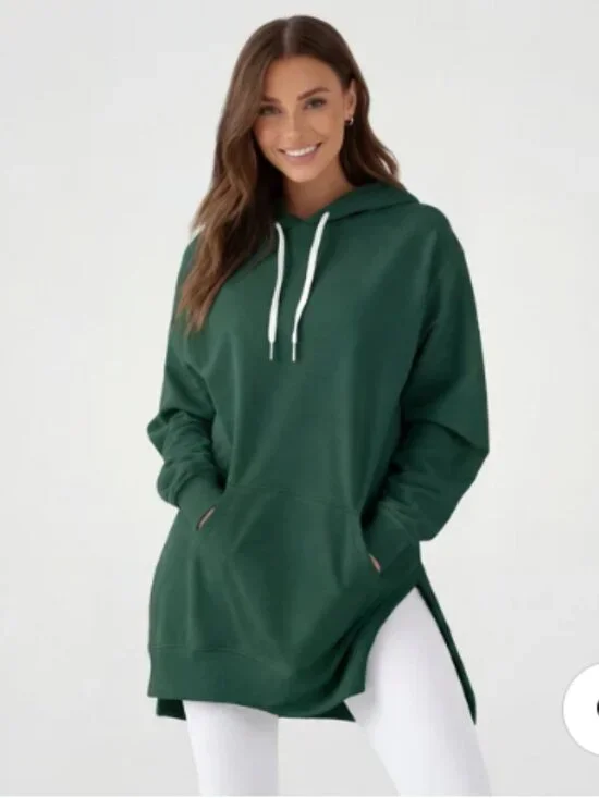 The Warmy Oversized Hoodie Dress Womens Medium Green Pullover Fleece Soft Cozy - Picture 1 of 11